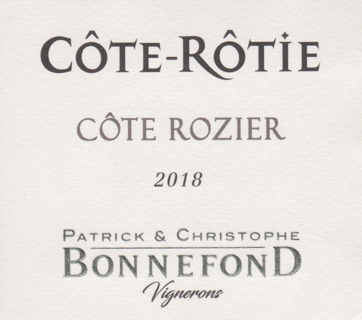 Etiquette Côte-Rôtie Côte-Rozier - Domaine Patrick et Christophe BONNEFOND