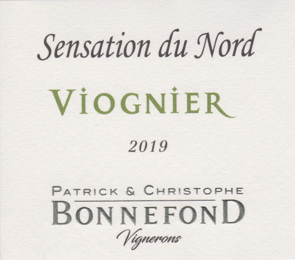 Etiquette IGP Sensation du Nord Viognier - Domaine Patrick et Christophe BONNEFOND